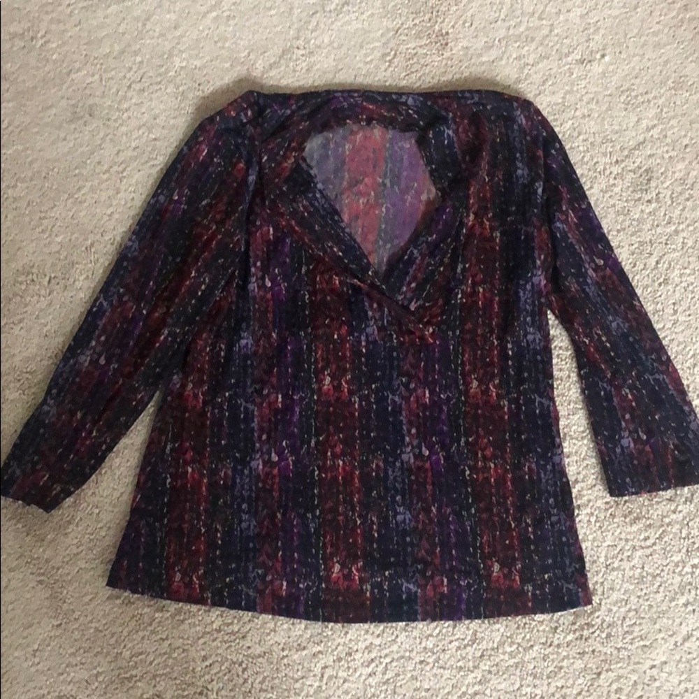 Purple, red and black patterned shirt